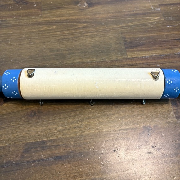 Vintage Duck Hand Painted Rolling Pin Wall Hanging Hooks Blue Cottagecore Granny - Picture 3 of 7